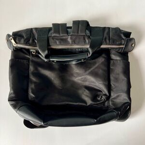 Black Nylon Backpack with Top Handle and Front Pockets 17x17